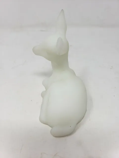 FENTON ART GLASS White Frosted 1980'S Rueven Collection Nouveau Co Deer Figurine 2