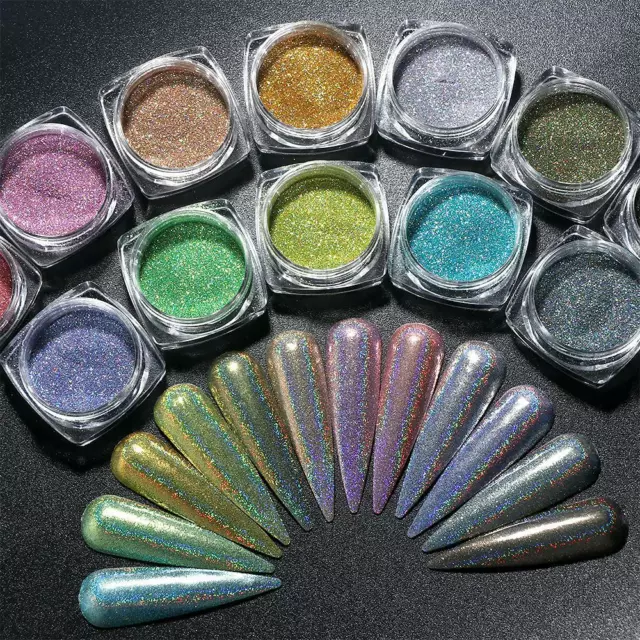 Holographic Nail Mirror Glitter Powder Dust Shimmer Mermaid Unicorn HOLO Colours