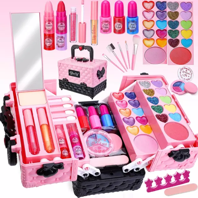 Kinderschminke Set Mädchen Mit Schminkkoffer, Waschbares&Safe Make up Spielzeug