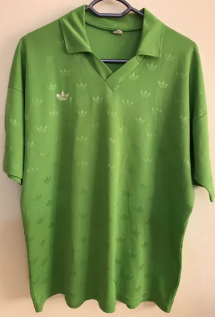 Camisa De Fútbol De Colección Adidas Años 80 Fútbol Camisa Antigua Verde Talla L Rara