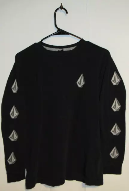 Volcom Stone Long Sleeve Black T-Shirt Graphic Printed Sleeve Youth Boys X-large