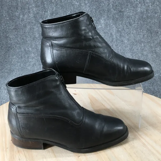Wanderlust Boots Womens 8.5 W Wide Front Zip Ankle Booties Black Leather Heels