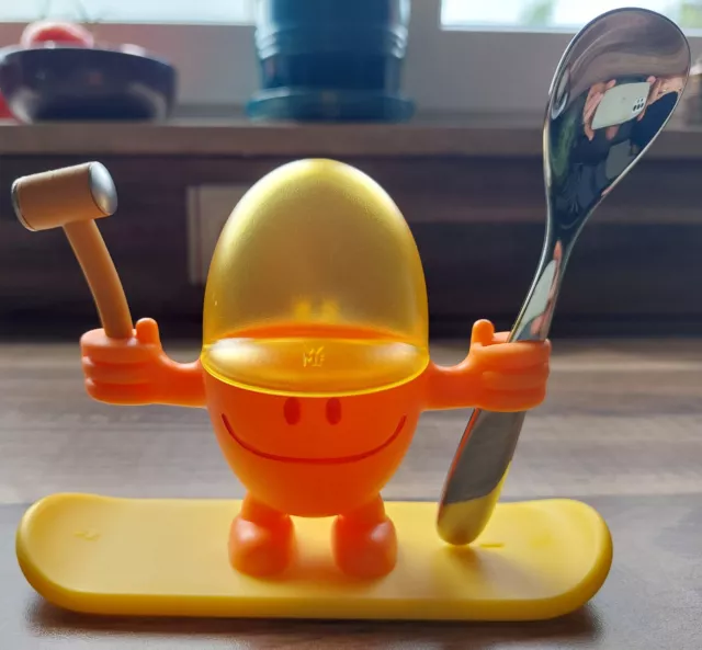 WMF MC Egg Eierbecher Eierhalter mit Löffel aus Edelstahl Kunststoff Orange Gelb
