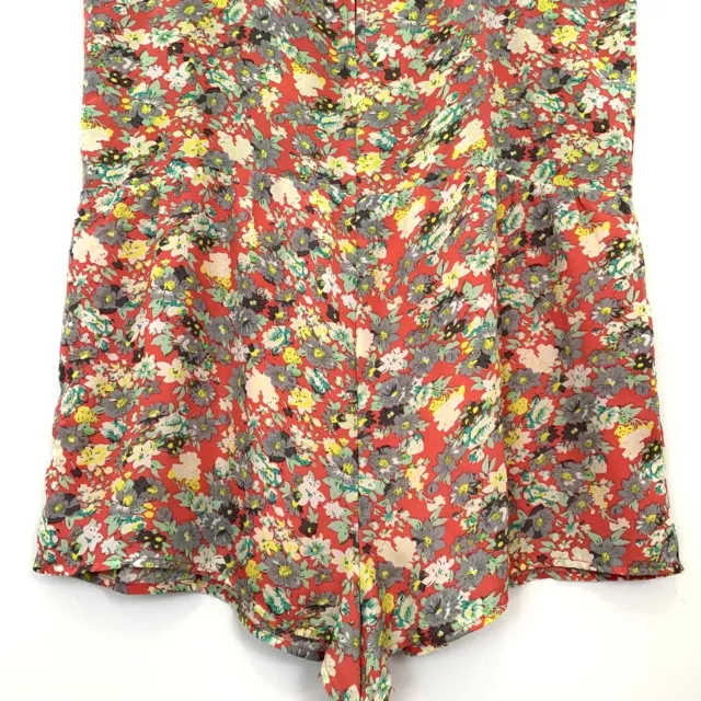 Lucca Couture Size Large Floral Sleeveless Romper Spaghetti Strap Red Grey EUC 3