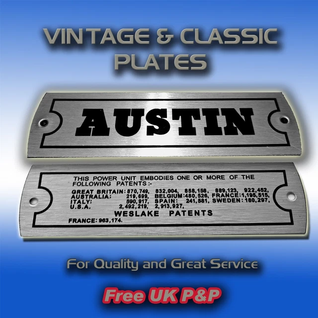 AUSTIN & WESLAKE A - Series Rocker Cover / Classic Vehicle Plate Set £ ...
