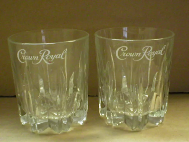 Crown Royal Diamond Cut Embosed MADE IN ITALY 8 oz Whiskey Rocks Glass Starburst