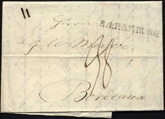 HAMBURG 1805, R.4. HAMBURG, L1 auf Brief n. Bordeaux, Pracht