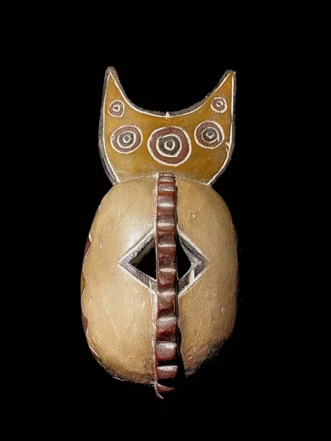 African Tribal Face Mask Wood Hand Carved Vintage Wall Hanging Bwa Gurunsi-4648