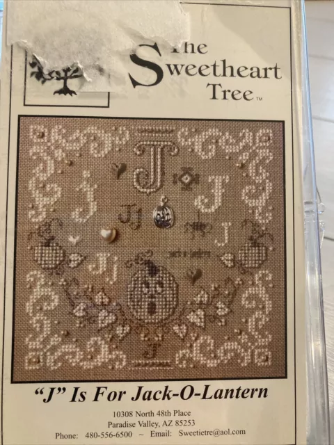 The Sweetheart Tree J IS FOR Jack O Lantern Charm Beads Counted Cross Stitch KIT