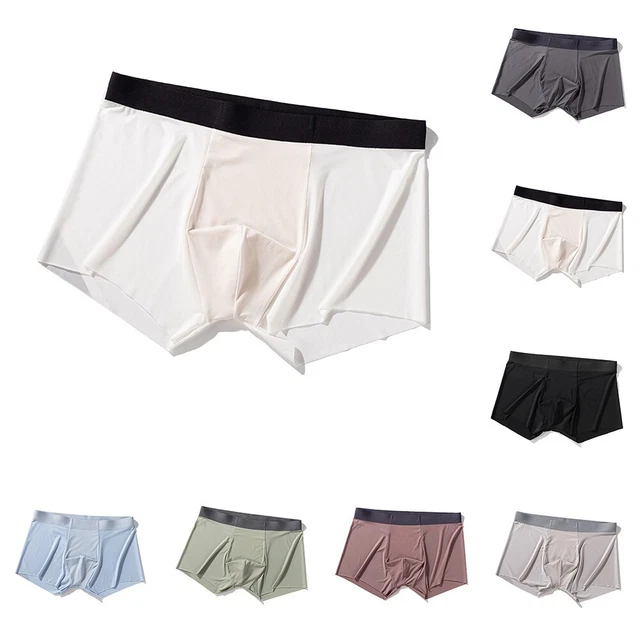 Ultra Thin Seamless Men's Ice Silk Boxer Shorts Middle Waist Underwear