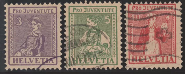 Schweiz Nr. 133 - 135, Pro Juventute 1917, komplett gest., sehr gut gez.