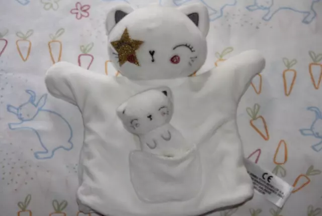Doudou Simba Toys Chat Marionnette Blanc Etoile Doree Neuf