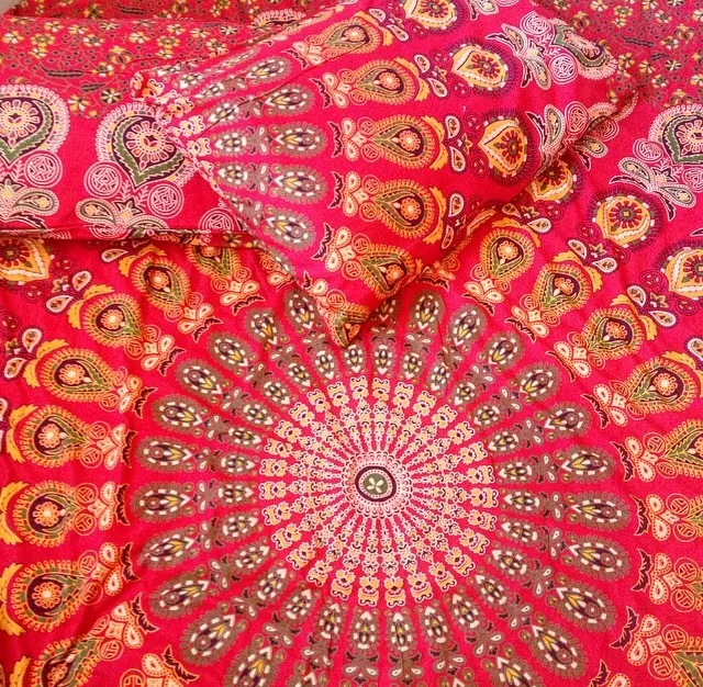 Red Mandala Floor Pillow Case Cushion Cover Indian Bohemian Pillow Sham Throw