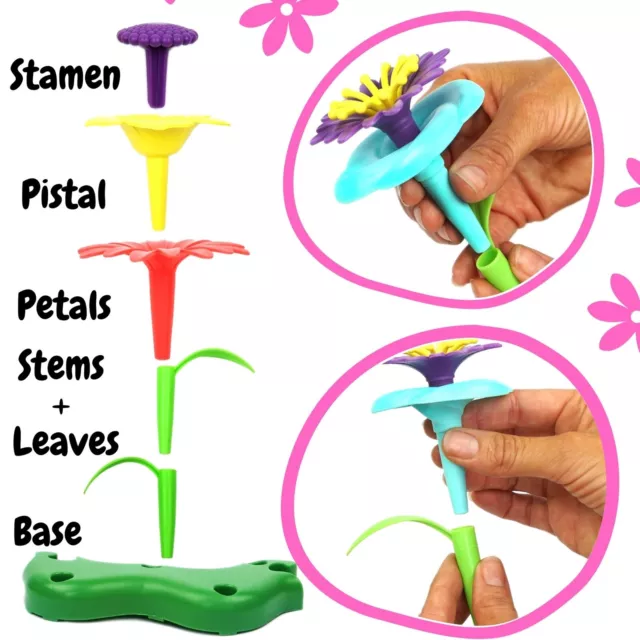 Construire un bouquet 112 pièces construire un jardin de fleurs | jouet à tige pour tout-petits | cadeau filles 3