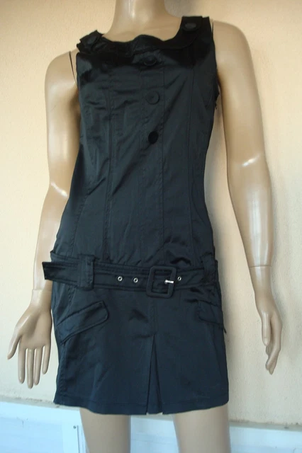 Robe Chasuble Noire Satinée MOTIVI + Top Rose - Taille 38/40 - Style Gothique - Neuf Sans étiquettes