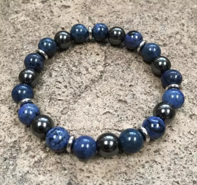 Dumortierite perles de pierre brassard mm bracelet homme brassard chakas stretchy guérison sutra 2