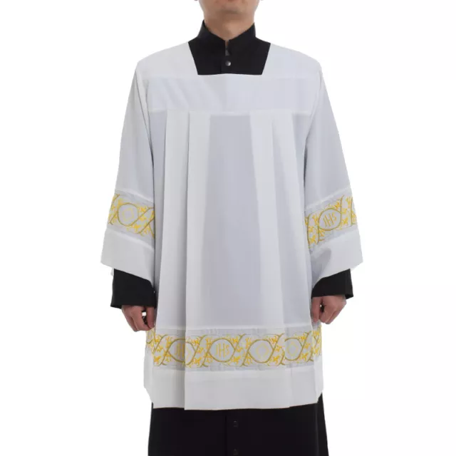 Christian Mass Surplice Liturgical Square Neck Cotta Priest Clergy Vestments