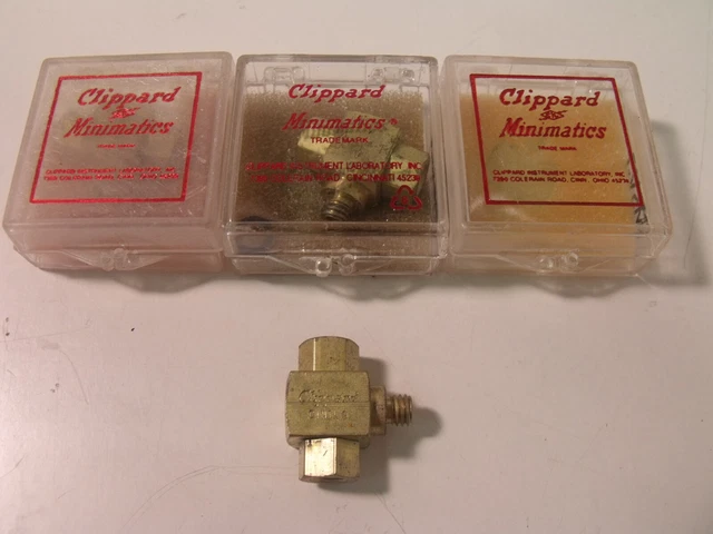 (3) NIB Clippard MSV-1 Brass Shuttle Valves: (1) Male & (2) Female #10-32 Ports