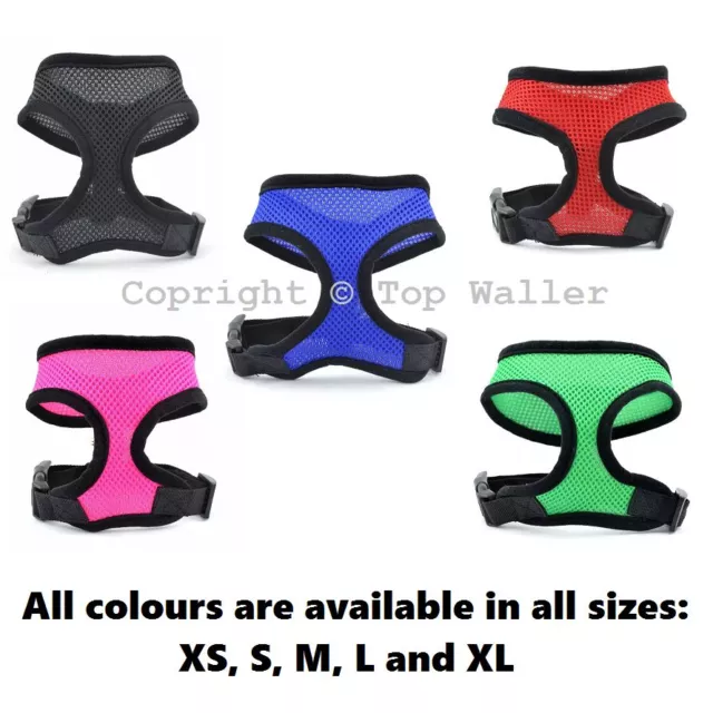*Waller's Collars* Adjustable Soft Mesh Puppy Pet / Dog Harness *All Colours!* 3