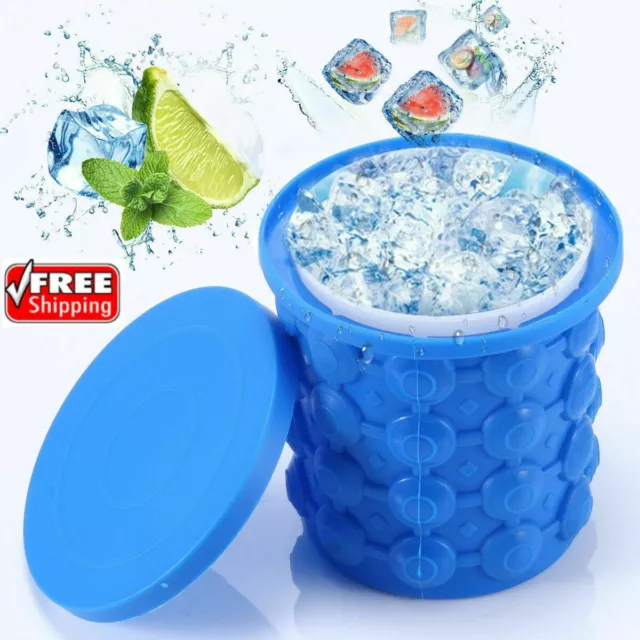 Silicone Ice Cube Magic Maker Revolutionary Space Saving Ice Genie Tray Bucket