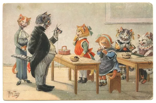 Illustrateur Arthur Thiele Chats Cat Katze
