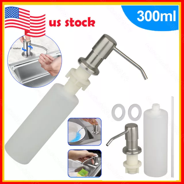 Kitchen 300ML Liquid Soap Dispenser Sink Countertop Hand Pump Detergent Bottle