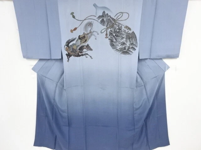 40741# Japanese Kimono / Antique Mens Juban / Gourd & Hawk Pattern