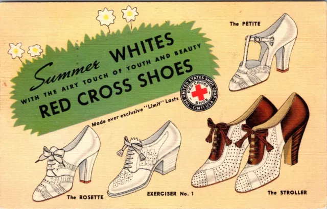 Charleston South Carolina Womens Red Cross Shoes Linen Advertising Postcard