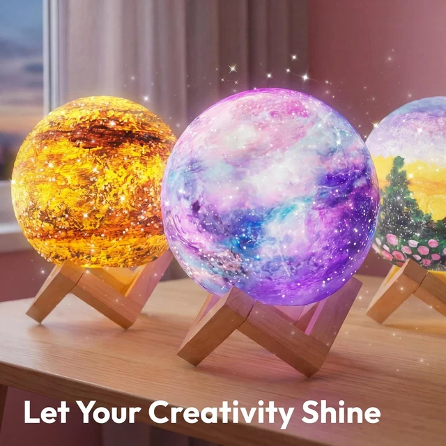 DIY 3D MOON Night Light, Paint Your Own Moon Lamp Kit Galaxy Lamp Arts ...