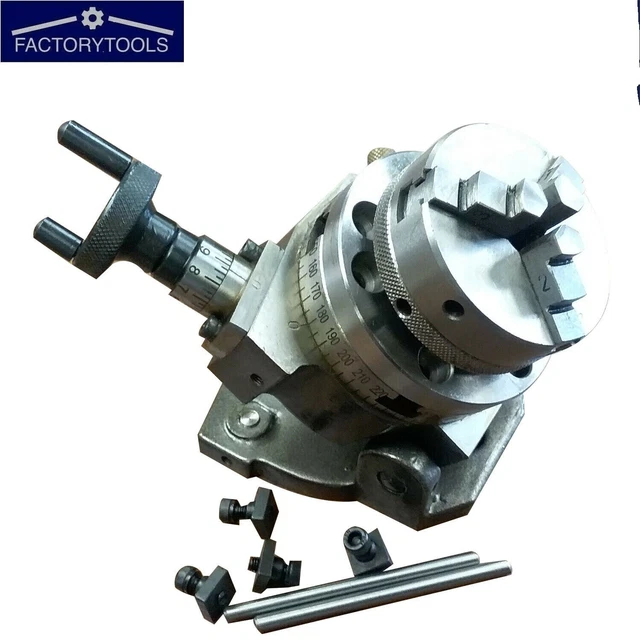 3" Inch Tilting Rotary Table 4 Slot 75mm With 3 Jaw 50mm Lathe Chuck & Backplate