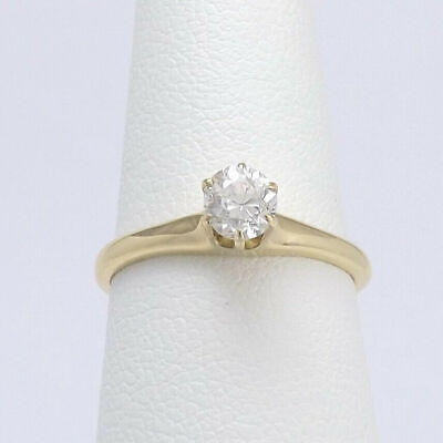 0.50Ct Victorian Old European Cut Cz Diamond Solitaire Ring 14K Yellow Gold Over