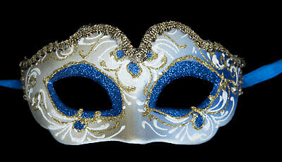 Mask from Venice Ondine Colombine Blue Golden for Child Or Small Face 887 V12B