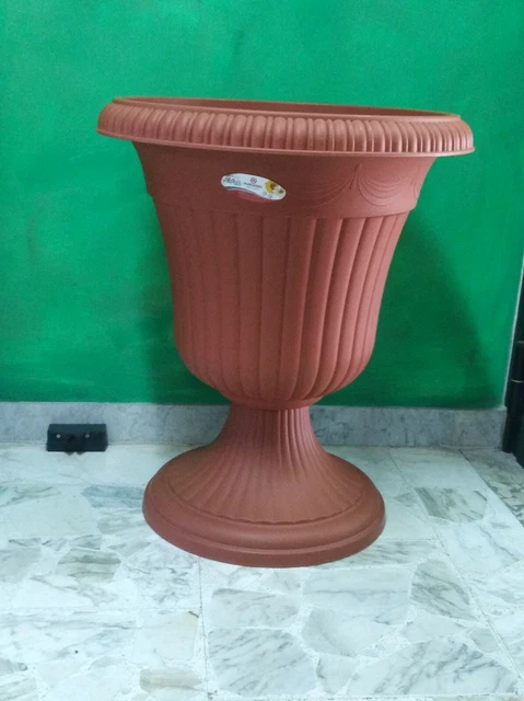 Grande vaso da 40 cm in plastica rattan grigio pietra fioriere finestra fioriera vaso vaso vaso pianta pianta