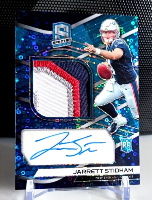 Jarrett Stidham Patriots RC Auto Quad Patch 2019 Spectra Prizm Disco 7/75 NFL