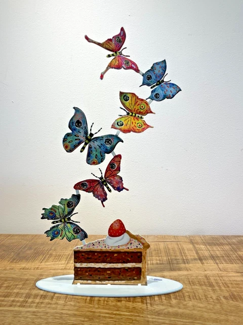Sculpture d'art moderne en métal de David Gerstein "Gâteau aux papillons"