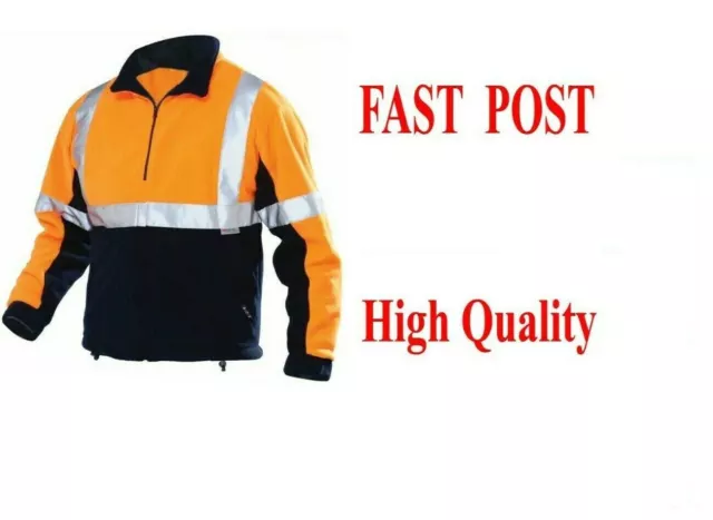 Small Size Hi-Vis Mens Safety Jacket 3M Reflective Work Wear Pullover 1/4 zip