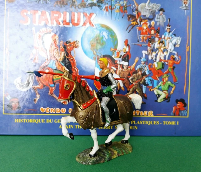 STARLUX MOYEN ÂGE CAVALIER LANCE ET CAPE SUR CHEVAL AU GALOP BOITE 6101