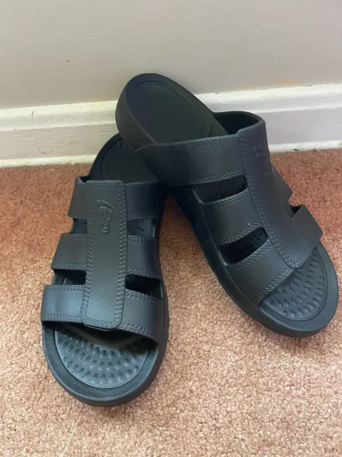 Nuusol Sandals Mens Size 10 Stanley Slide Black Slip On USA Made Rubber