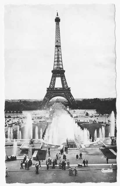 Eiffel Tower Paris France circa 1950s Real Photo Postcard Chantal RPPC