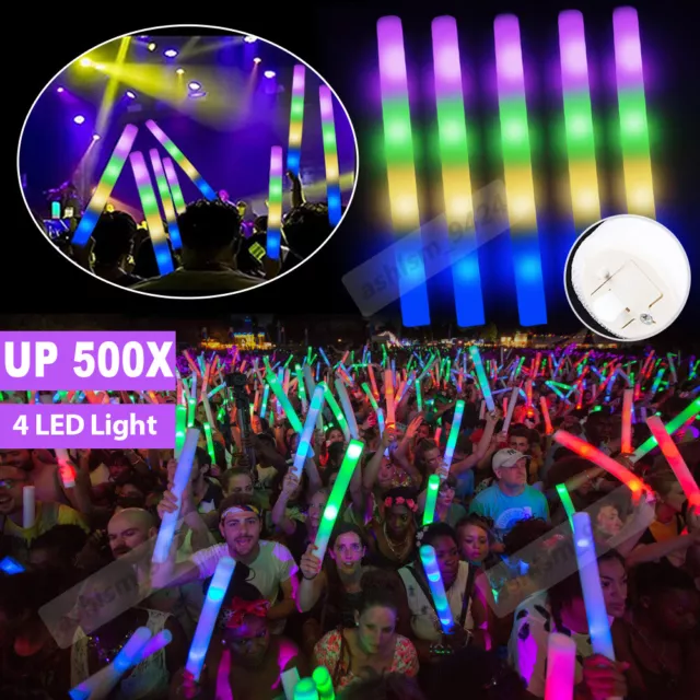 100-1000 Pcs Light Up Foam Sticks LED Wands Batons DJ Party