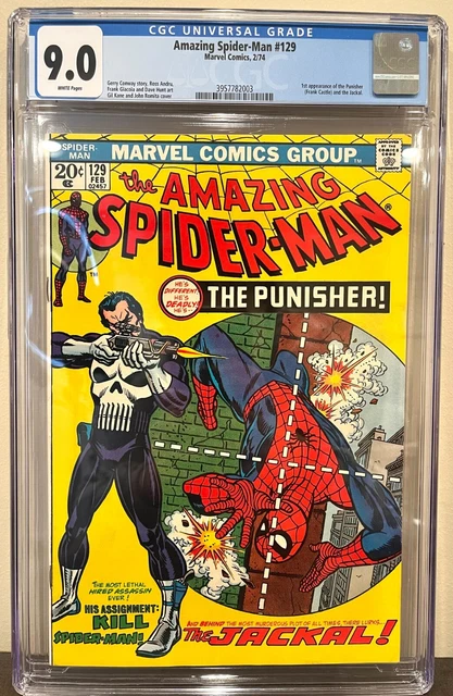 Comic Book Punisher First Appearance Spider-Man 129 CGC 9.0 White Pages OG owner