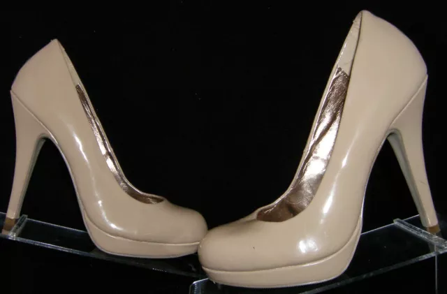 Madden Girl Fastenn nude man made round toe slip on platform heels 8M 6052 2