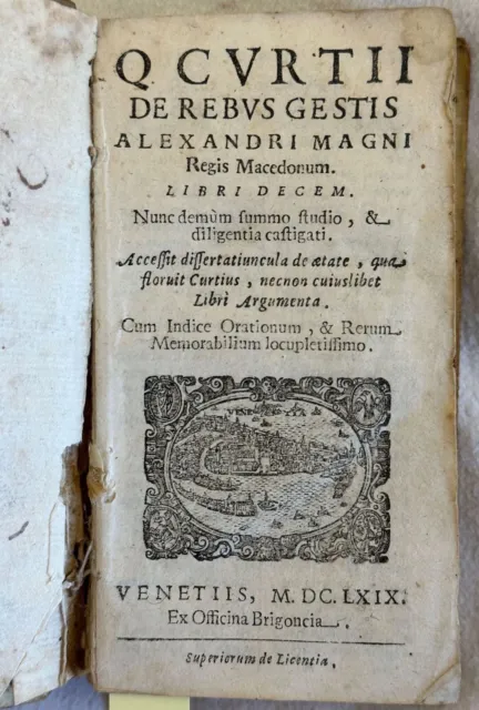 Quinto Curzio De Rebus Gestis Alexandri Magni Alessandro Magno Venezia 1669