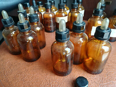 19 Vasetti Vetro Da Farmacia Erboristeria Laboratorio Chimico Vintage Apothecary