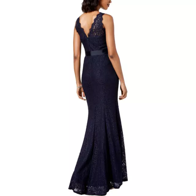 Adrianna Papell Womens Navy Lace Sleeveless Evening Dress Gown 6 BHFO 1426 2