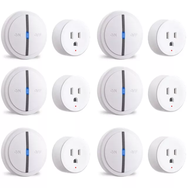 Wireless Remote Control Outlet Plug 10A/1200W Expandable No Interference 6 Pack