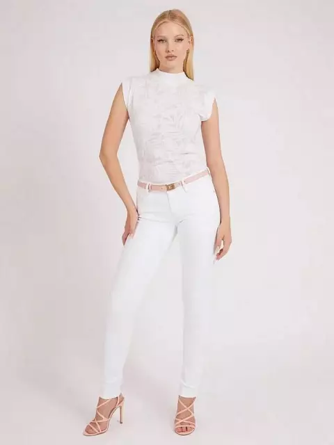 Guess Sl Jacotte -top Collo Alto Bianco - Taglia M Abbigliamento Donna 2
