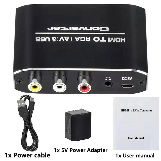 1080P HDMI to RCA Converter AV/CVSB L/R Video Box Support NTSC PAL For Xbox PS3