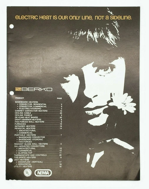 1970s Berko Electric Heaters Advertising Brochure Catalog