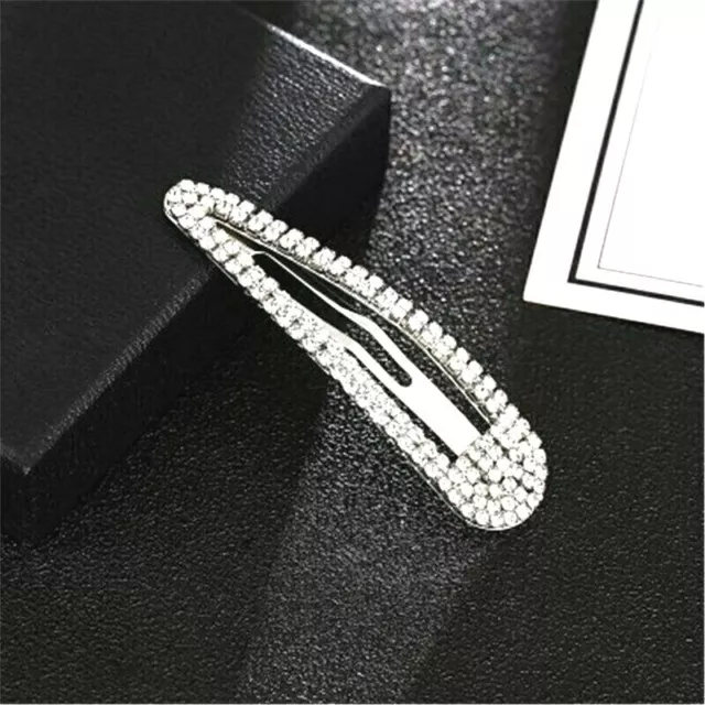 Women Girls Rhinestone Hair Clip Silver Or Gold Or Black Sparkling Hair Grip UK